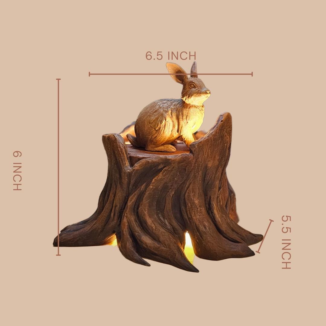 Woodland Glow Bunny Lamp | Woodland Rabbit Light | Handcrafted 3D Printed Art Decor | Cozy Nature-Inspired Home Accent