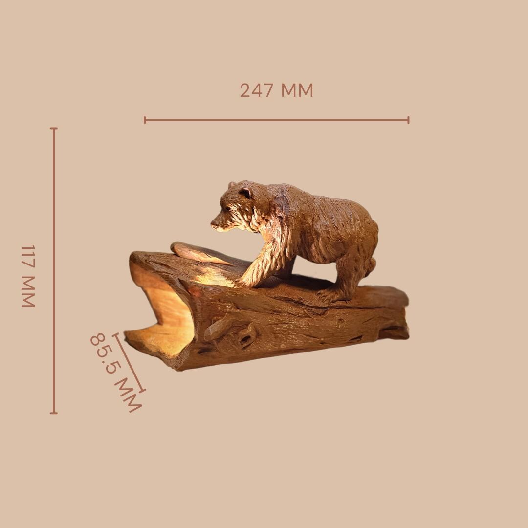 Woodland Bear Night Light | Handcrafted USB Powered Animal Lamp | 3D Printed & Hand-Painted Nature Decor | Rustic Bear Home Lighting