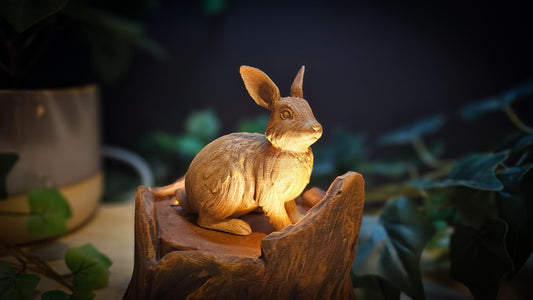 Woodland Glow Bunny Lamp | Woodland Rabbit Light | Handcrafted 3D Printed Art Decor | Cozy Nature-Inspired Home Accent