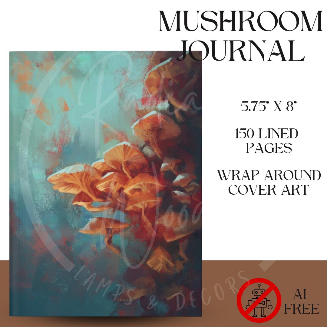 Mushroom Illustration Hardcover Journal- 5.75"x8" 150 pages