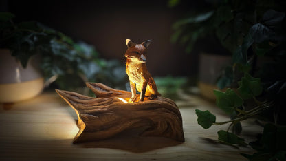 Handcrafted Fox USB Lamp | Woodland Animal Lamp | USB-Powered Lighting | Nature-Inspired Decor | 3D Printed Art | Fox Decor | Unique Gift