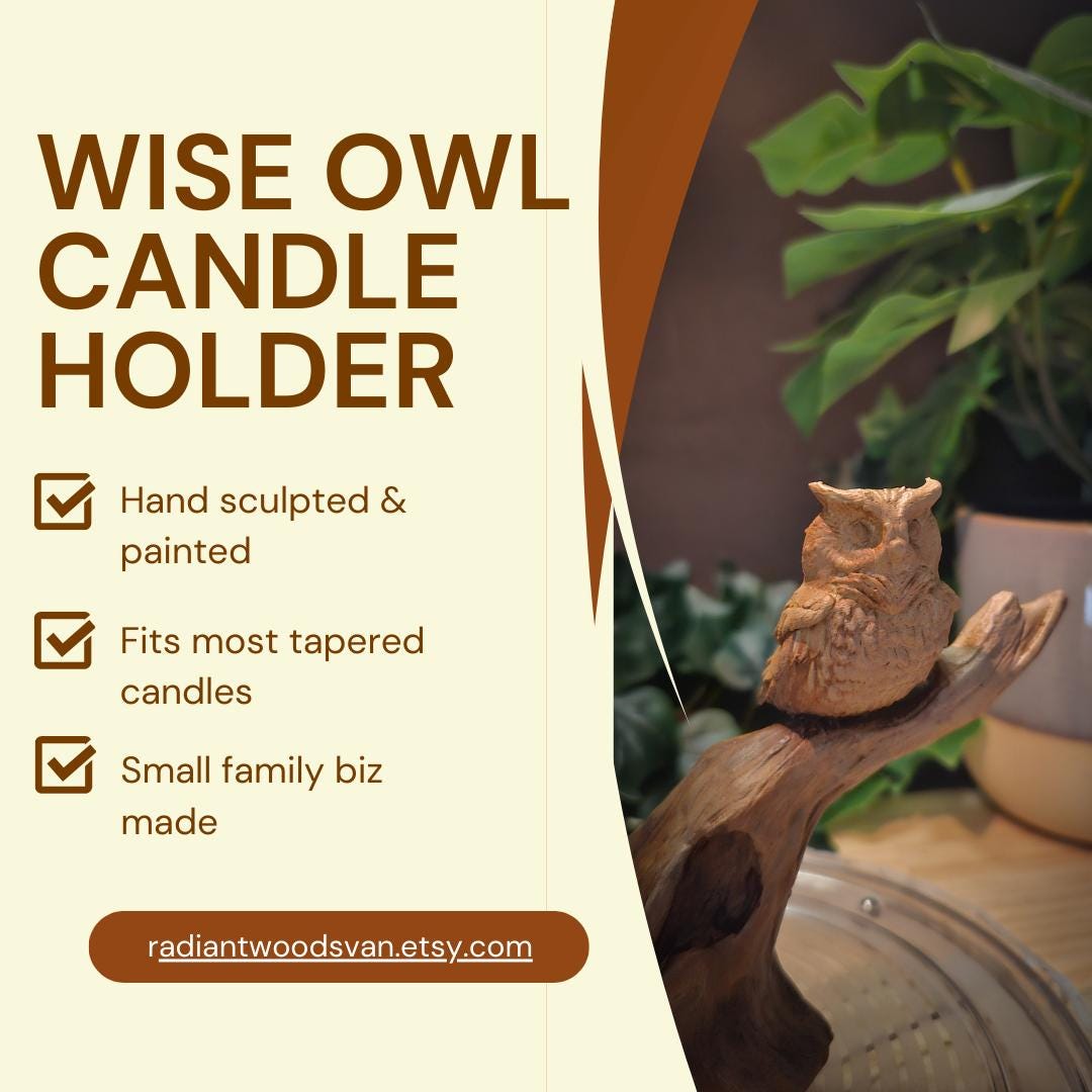 Handcrafted Owl Candle Stick Holder