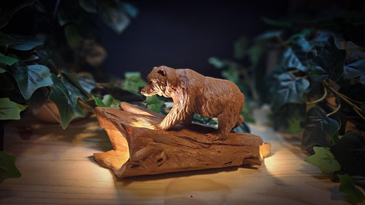 Woodland Bear Night Light | Handcrafted USB Powered Animal Lamp | 3D Printed & Hand-Painted Nature Decor | Rustic Bear Home Lighting