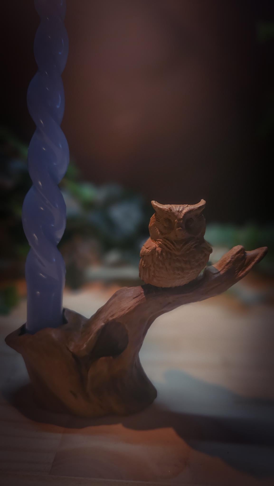 Handcrafted Owl Candle Stick Holder