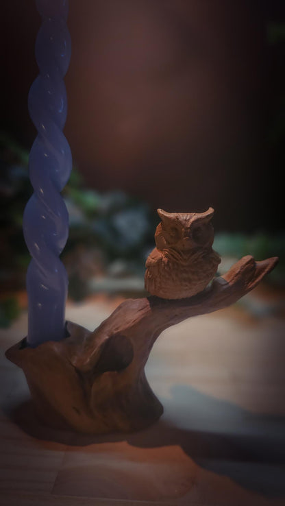 Handcrafted Owl Candle Stick Holder