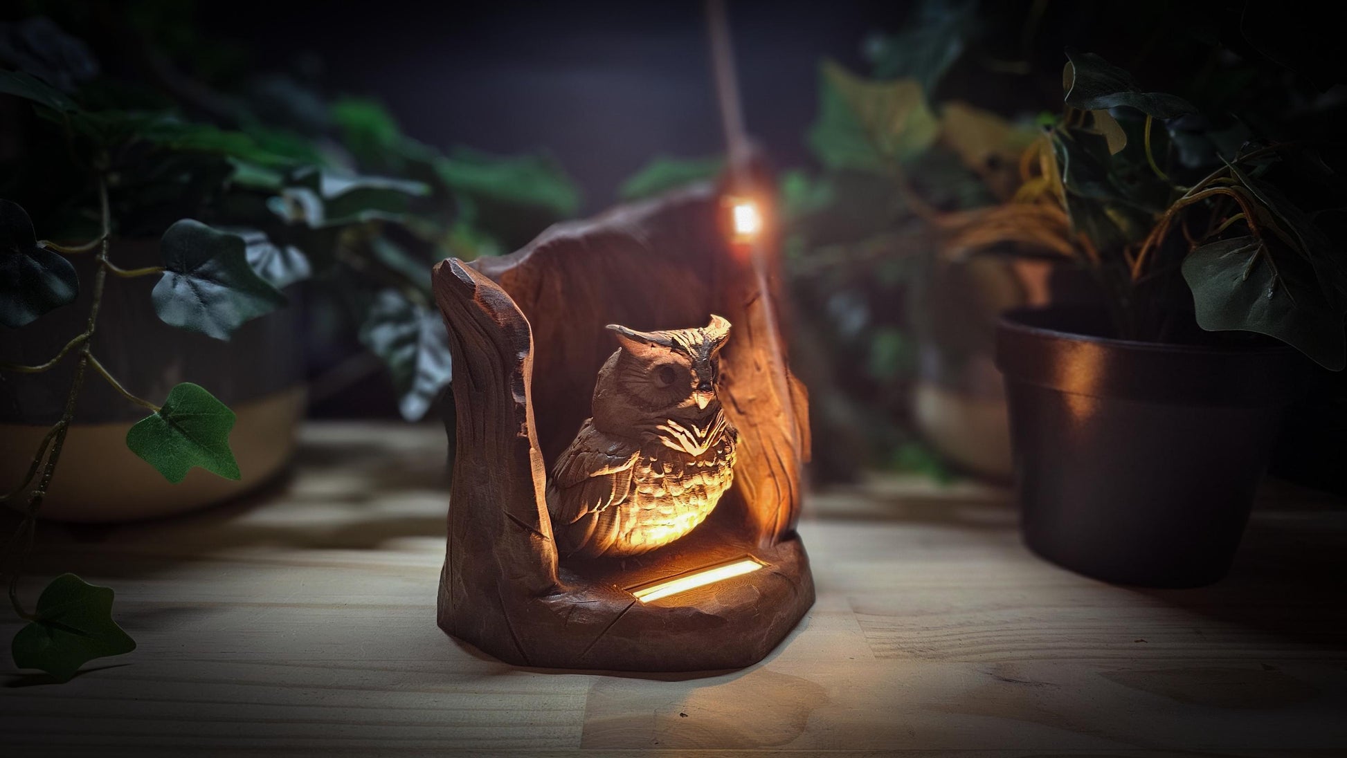 Owl USB Desk Lamp | Woodland Animal Lamp | 3D Printed Art | Rustic Home Decor | Owl Decor | Unique Gift | Nature-Inspired Lamp