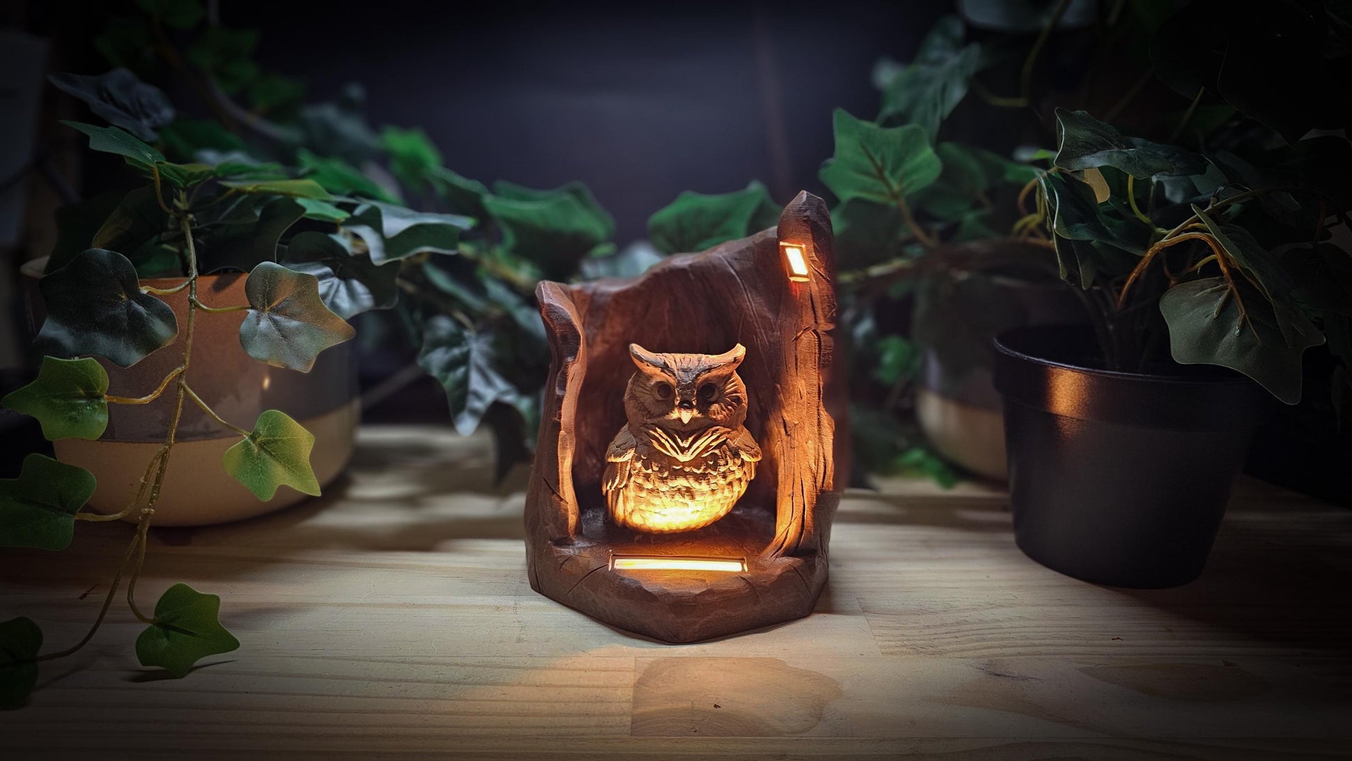 Owl USB Desk Lamp | Woodland Animal Lamp | 3D Printed Art | Rustic Home Decor | Owl Decor | Unique Gift | Nature-Inspired Lamp