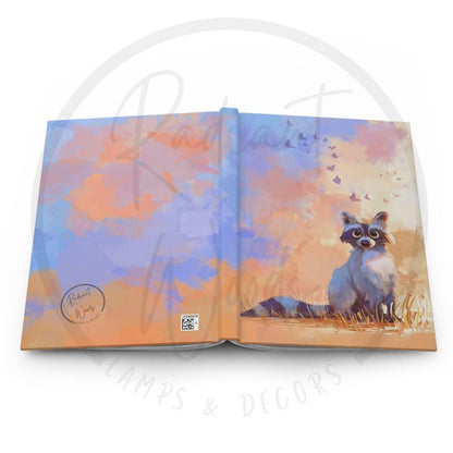 Cute Raccoon Illustration Hardcover Journal- 5.75"x8", 150 lined pages